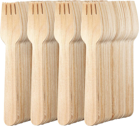 Pack de 100 Mini Tenedores de Madera - 180Compostable.cl