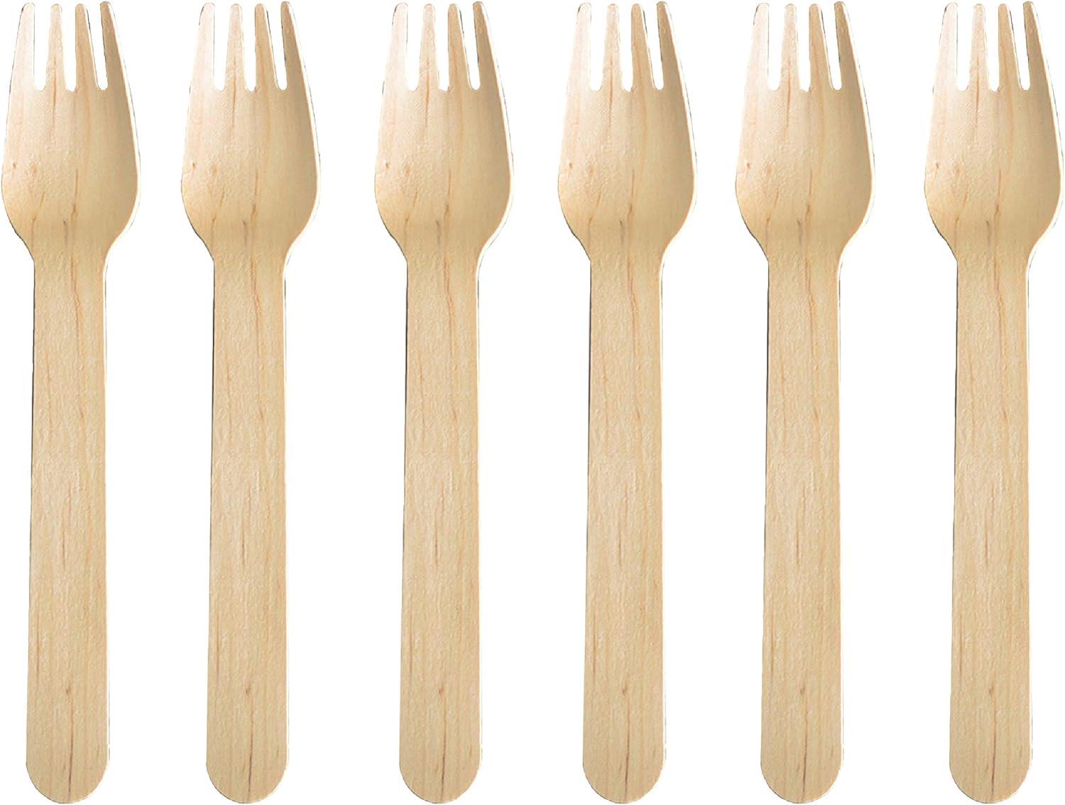 Pack de 100 Mini Tenedores de Madera - 180Compostable.cl