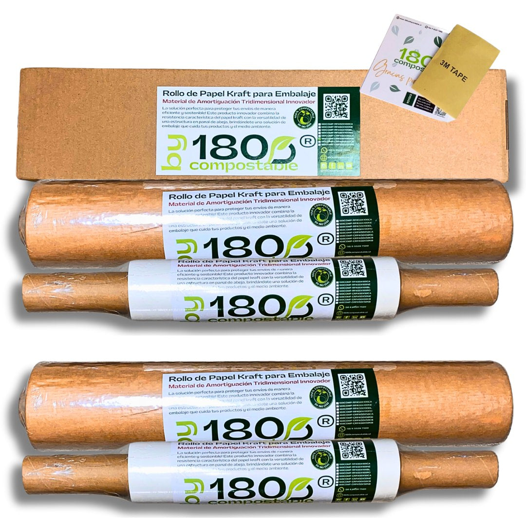 Rollo de Papel Acolchado de 51cm*50m y Papel Suave con Dispensador + Rollos Extra