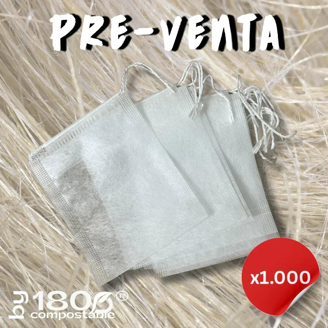 1.000 Bolsitas de té 5,5×7cm de Fibra de Maíz con cordón - 180Compostable.cl