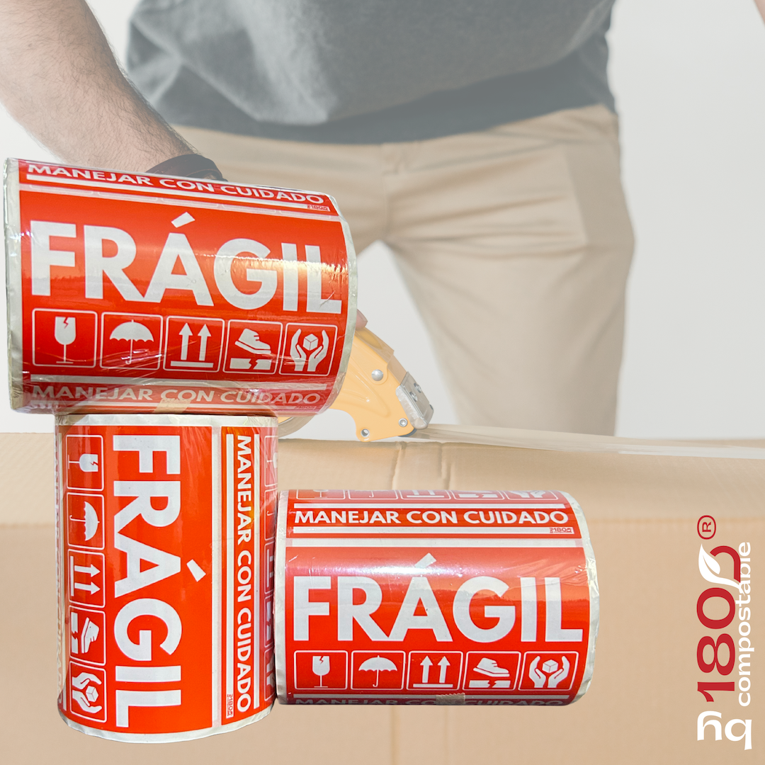 Rollo de 250 Etiquetas Frágil de 102mm x 76mm