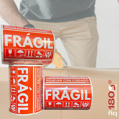 Rollo de 250 Etiquetas Frágil de 102mm x 76mm