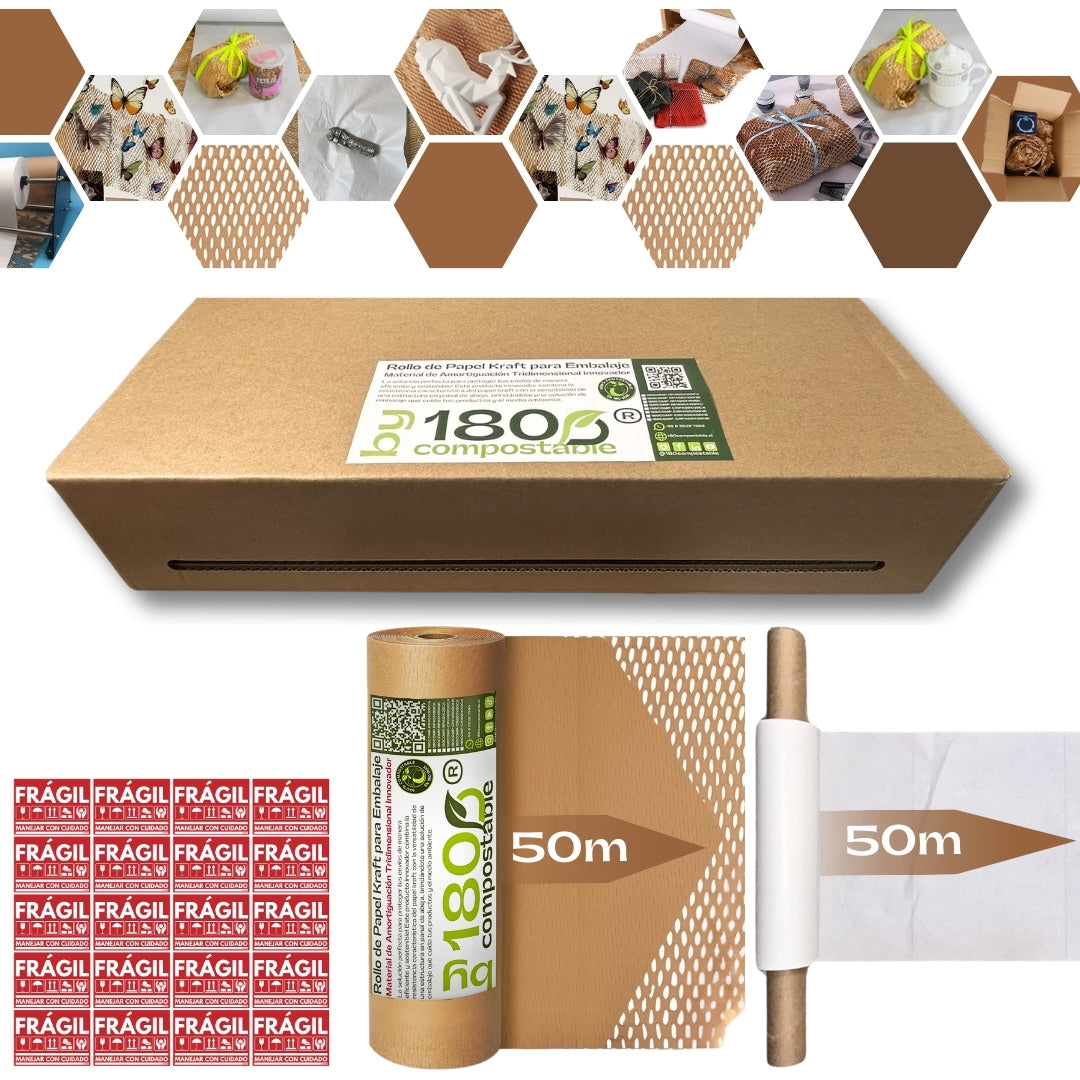 Rollo de Papel Acolchado de 51cm*50m y Papel Suave con Dispensador