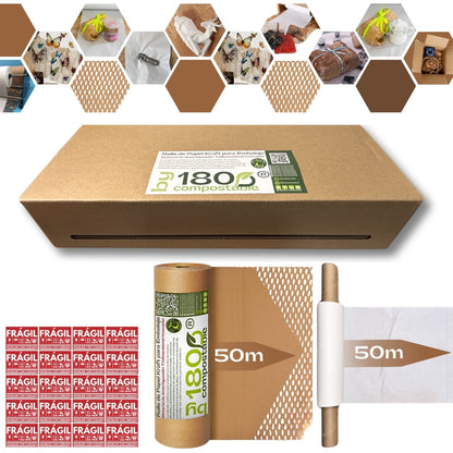 Rollo de Papel Acolchado de 51cm*50m y Papel Suave con Dispensador