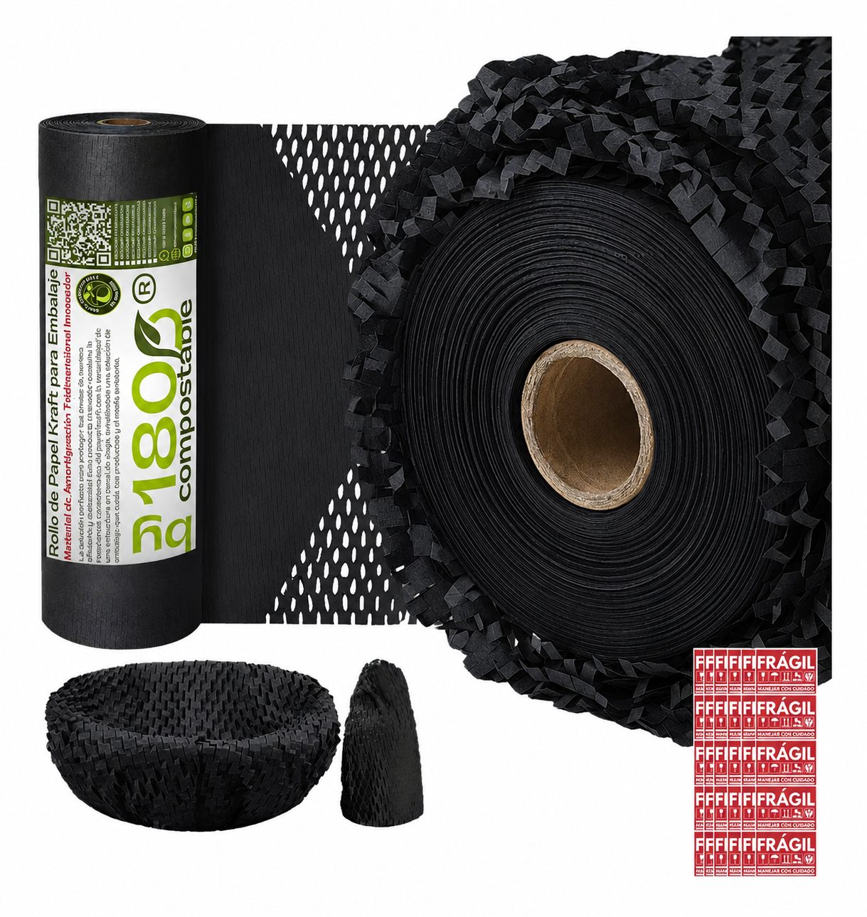 Rollo de Papel Panal de Abejas de 51cm*50m + 20 Etiquetas FRÁGIL