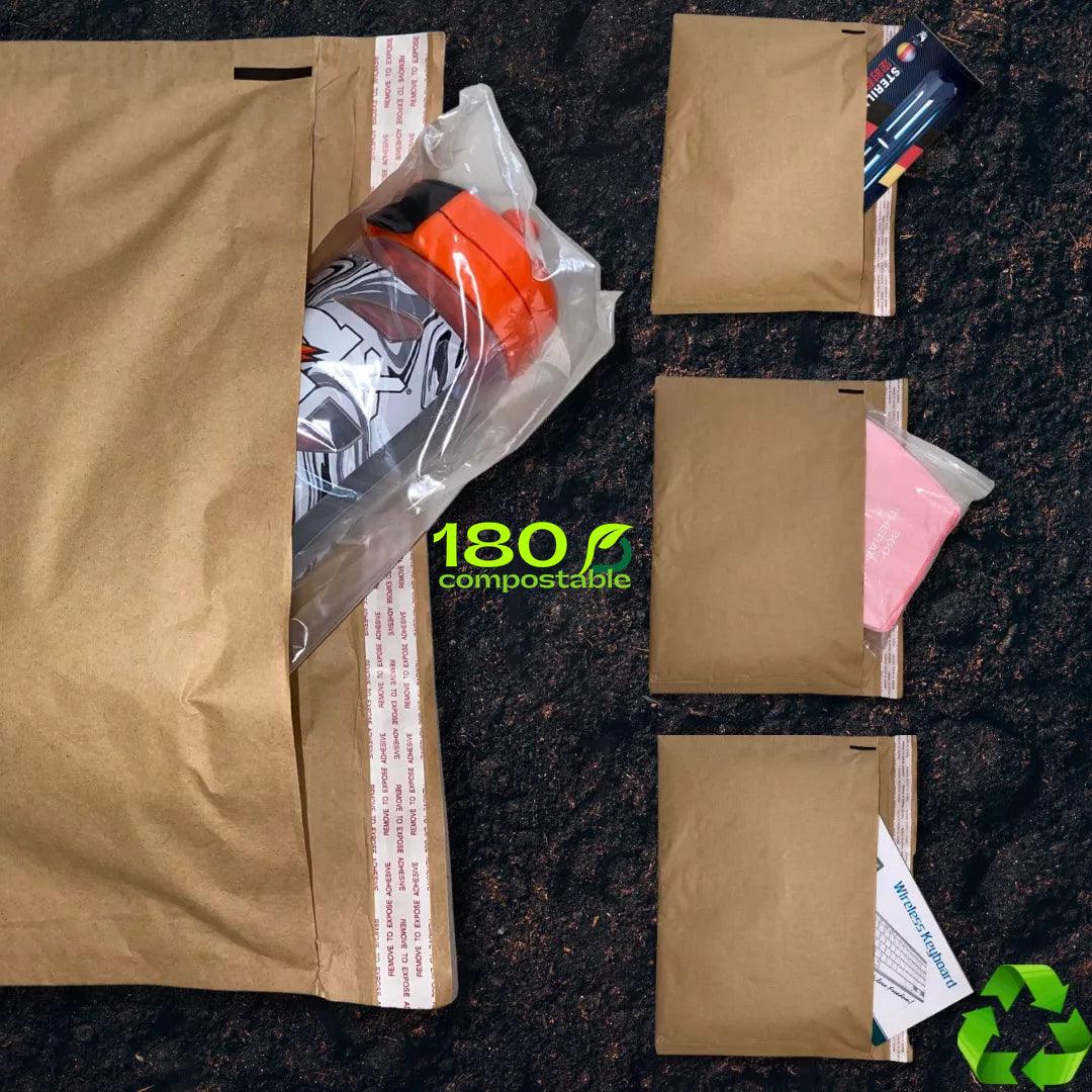 Pack de Sobres Acolchados Panal de Abejas de Papel Kraft para Envíos 100% Compostables - 180Compostable.cl
