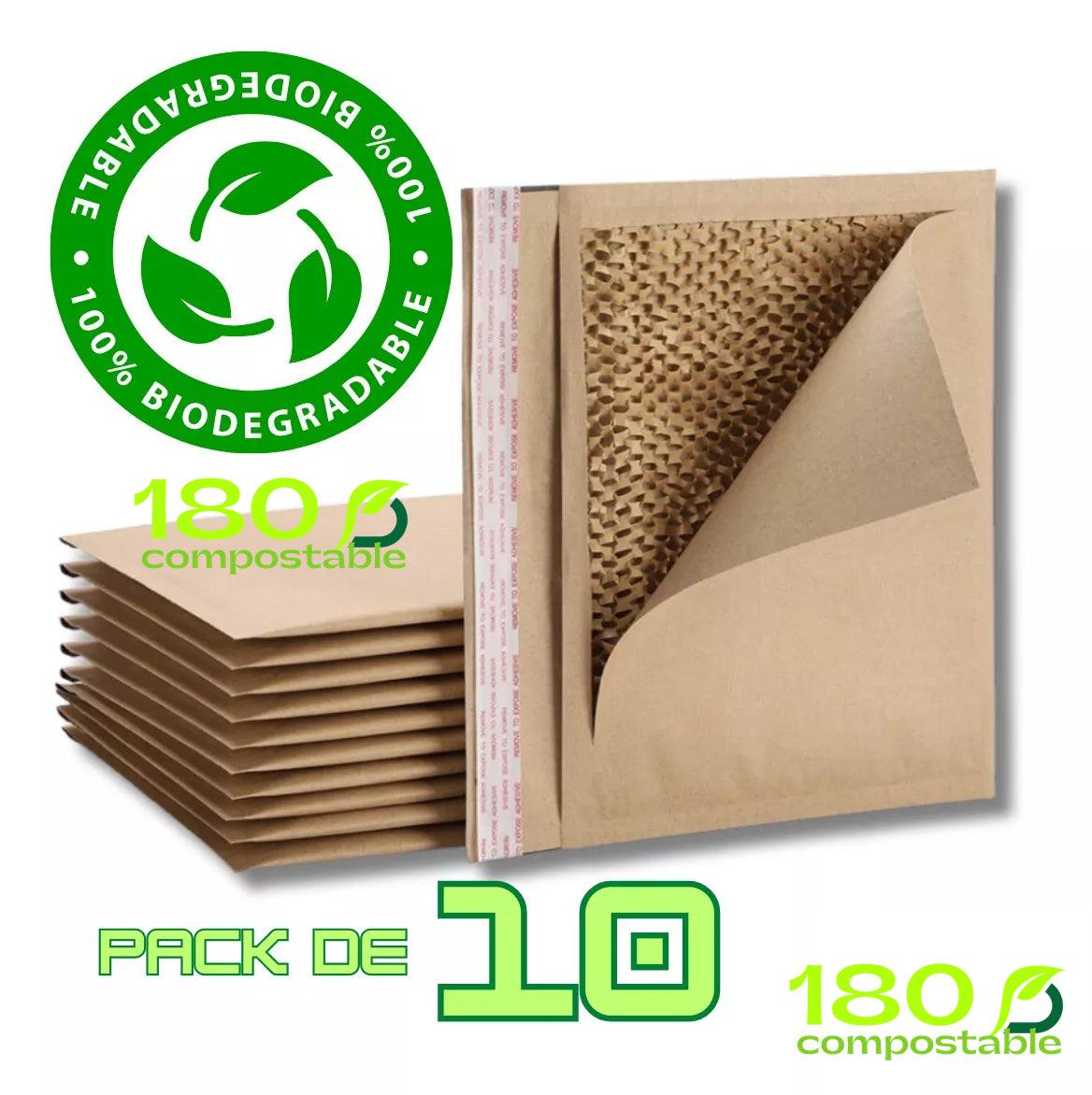 Pack de Sobres Acolchados Panal de Abejas de Papel Kraft para Envíos 100% Compostables - 180Compostable.cl